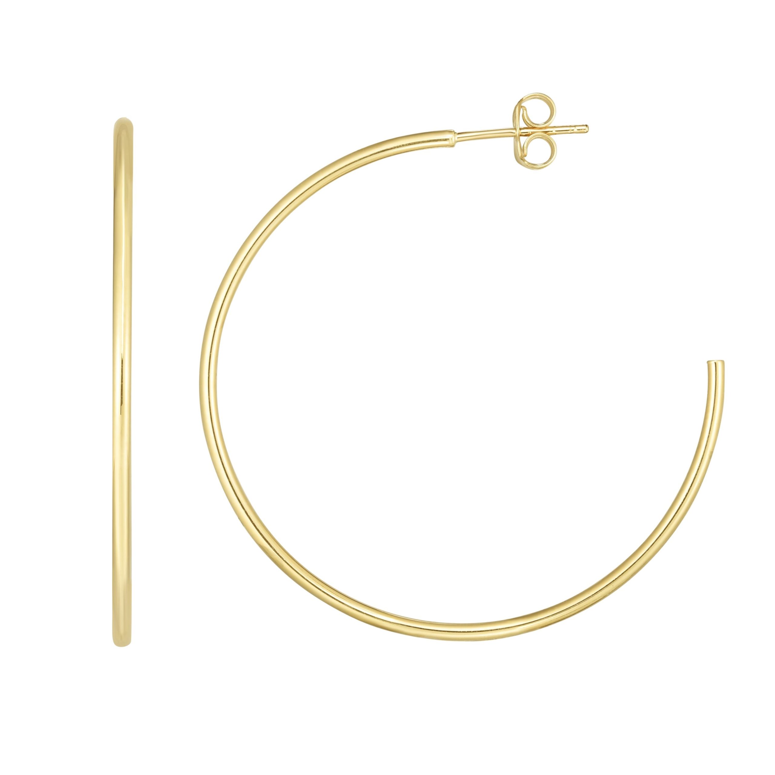 14K Gold 1.5x40mm Polished C Hoop Earring