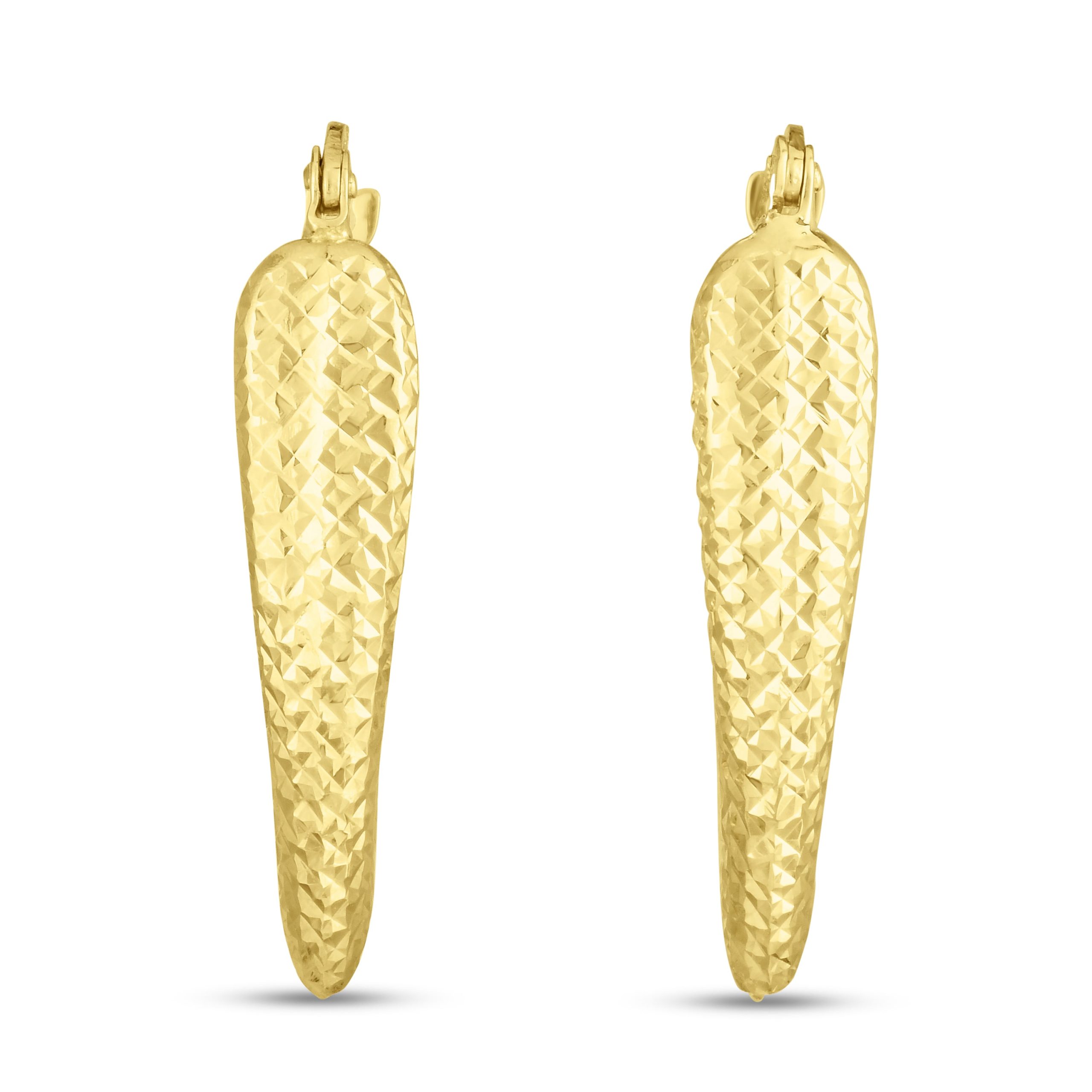 14K Puff V Hoop