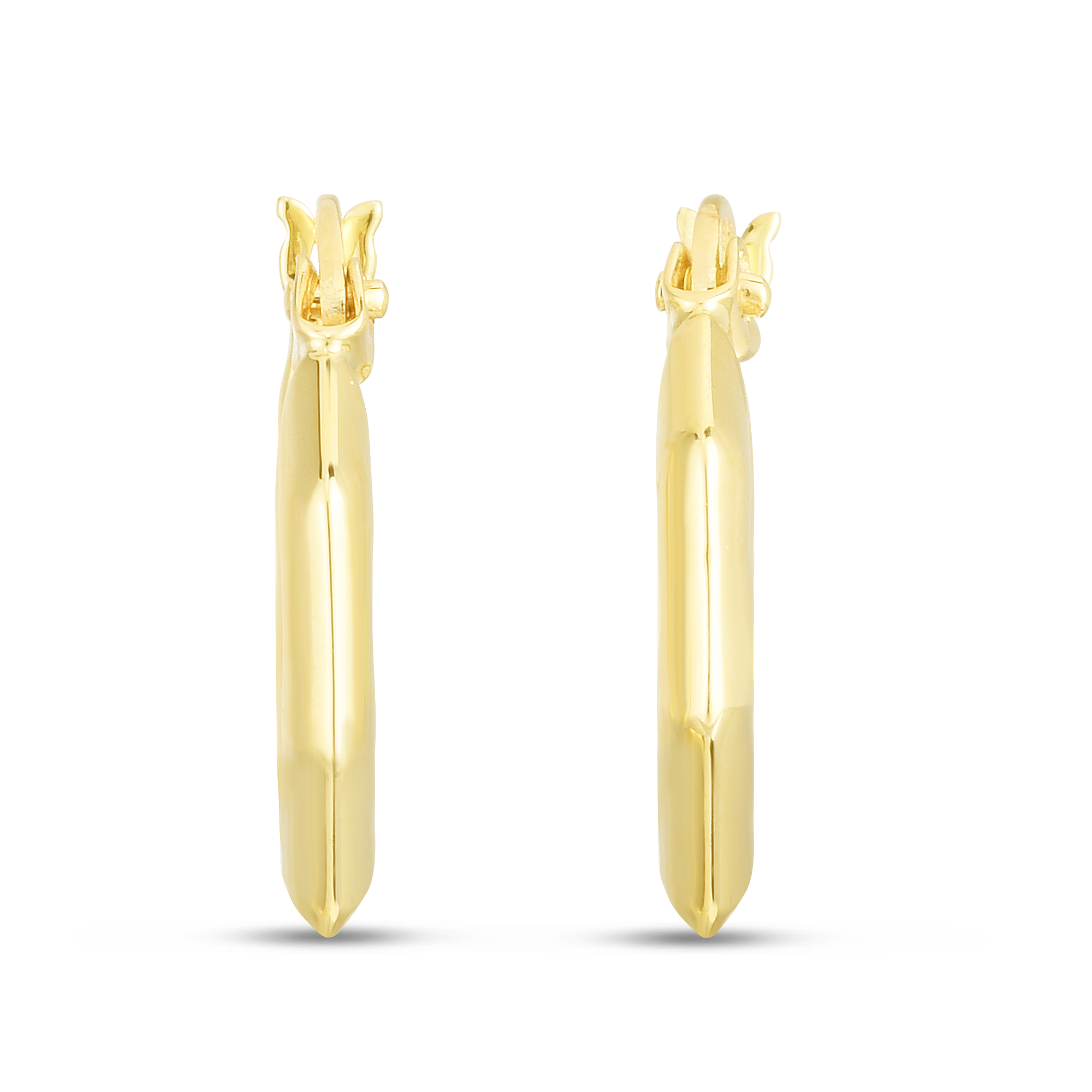 14K Puffed Hexagon Hoops