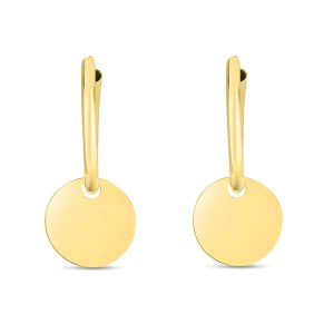 14K Dangle Circle Huggie Earring