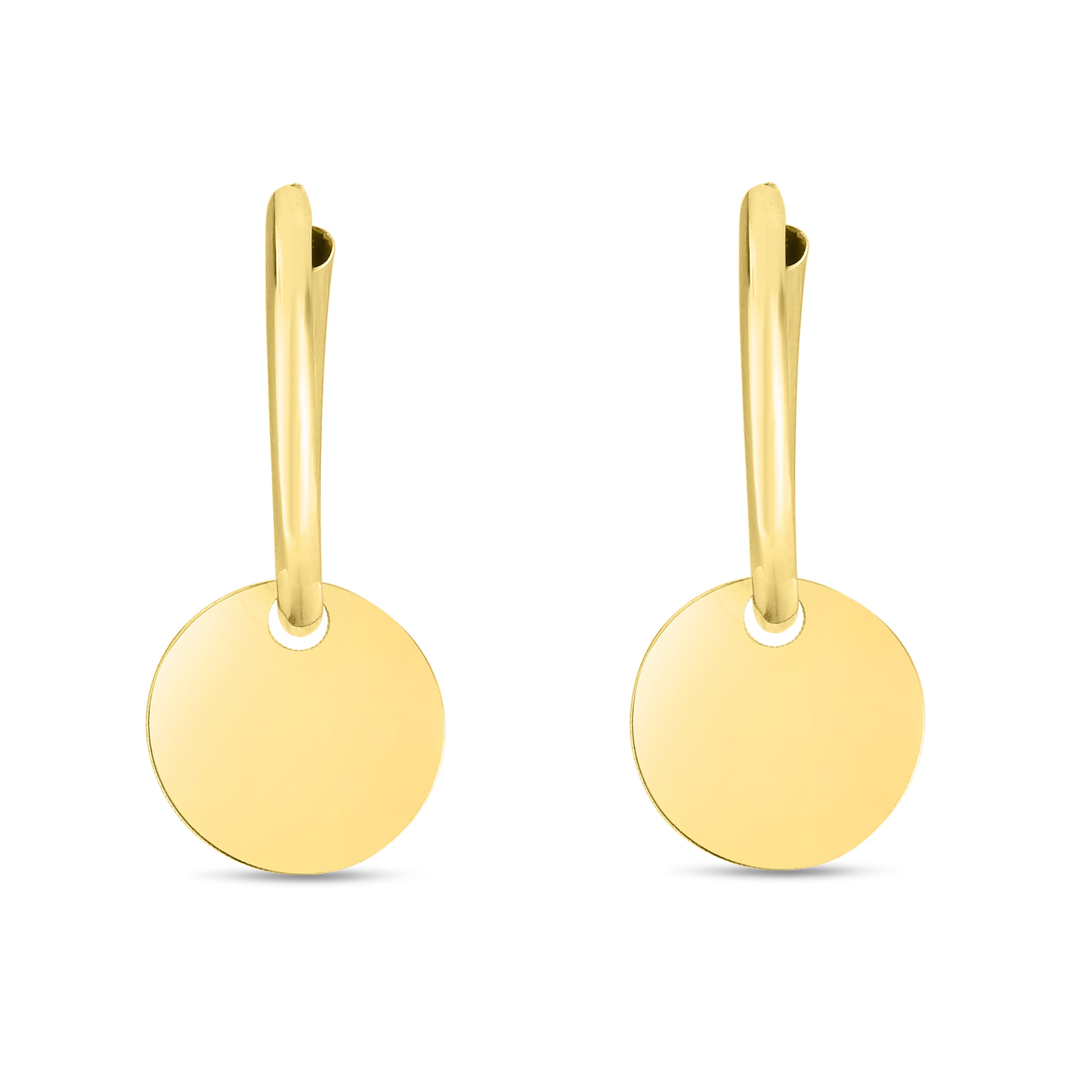 14K Dangle Circle Huggie Earring