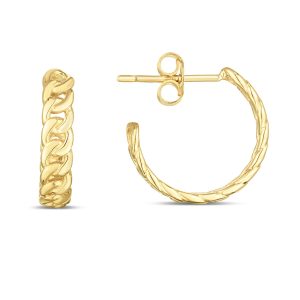 14K Gold Curb Chain C-Hoops