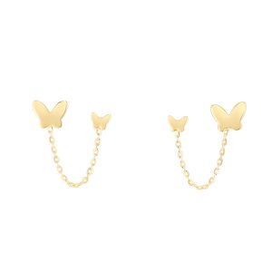 14K Double Pierced Butterfly Earrings