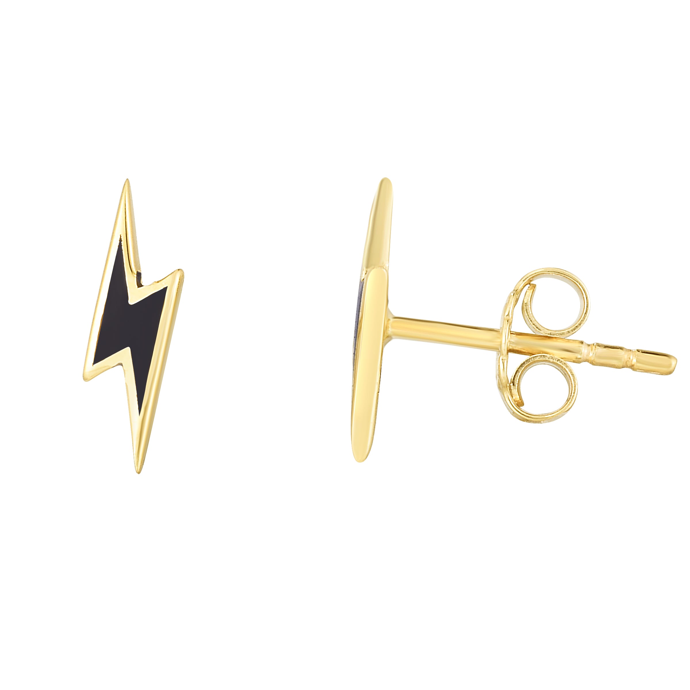 14K Lightning Bolt Enamel Earrings