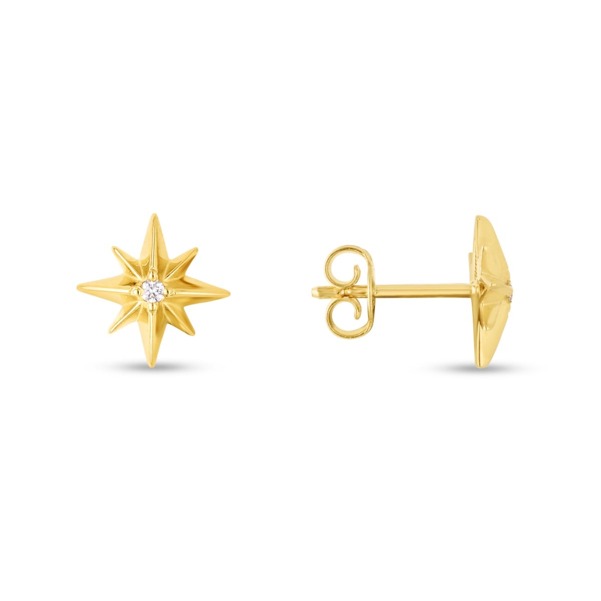 14K Gold Diamond North Star Earrings