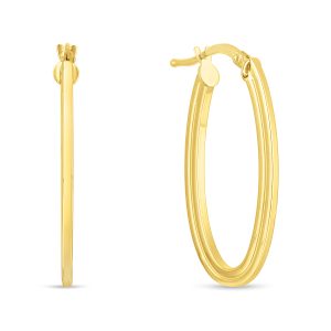14K Gold Oval Concentric Hoops