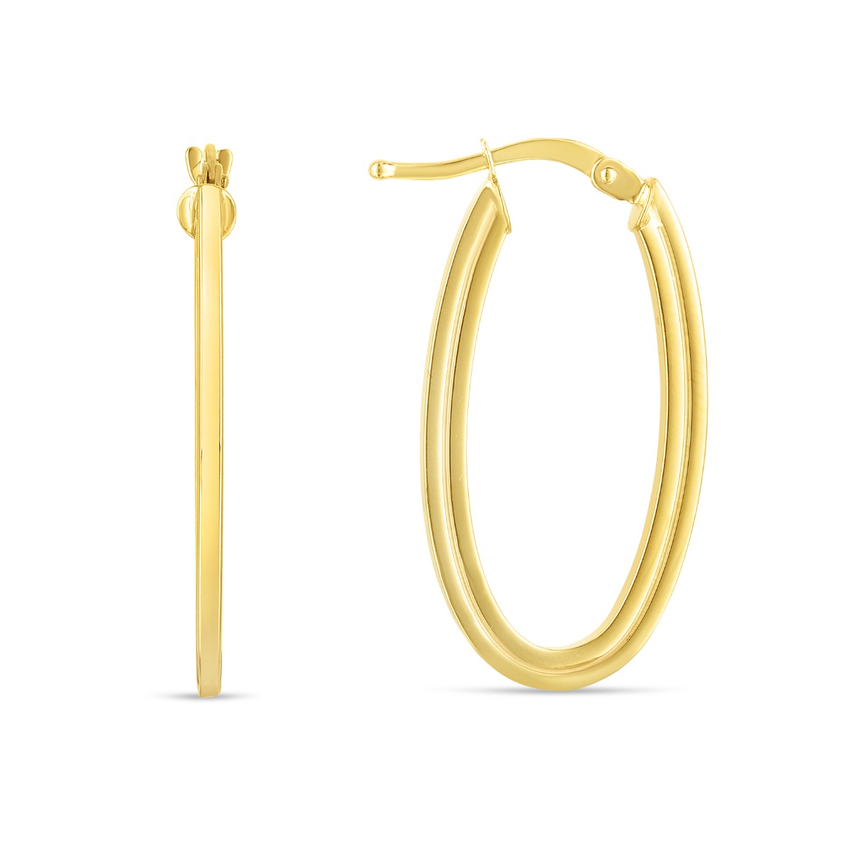 14K Gold Oval Concentric Hoops