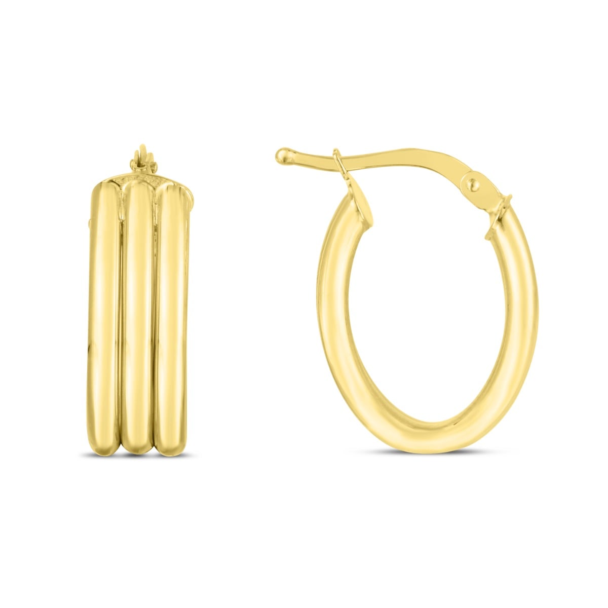 14K Gold 17mm Triple Row Oval Hoops
