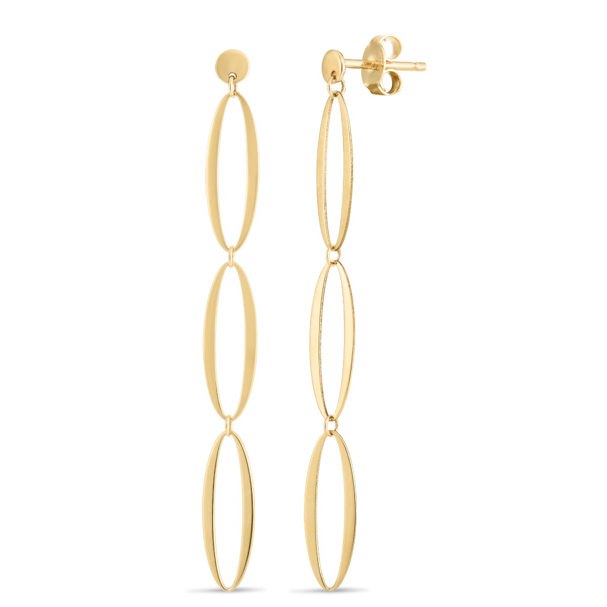 14K Triple Oval Drop Earrings