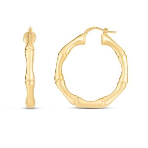 14K Large 38mm Bamboo Hoops