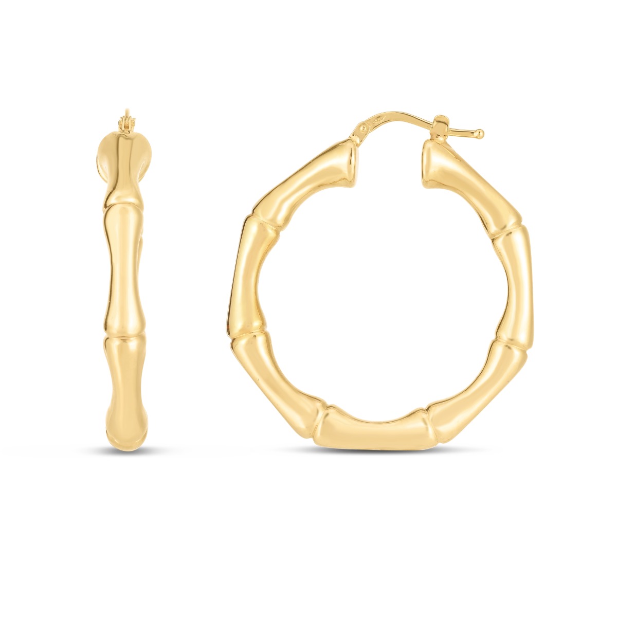 14K Large 38mm Bamboo Hoops