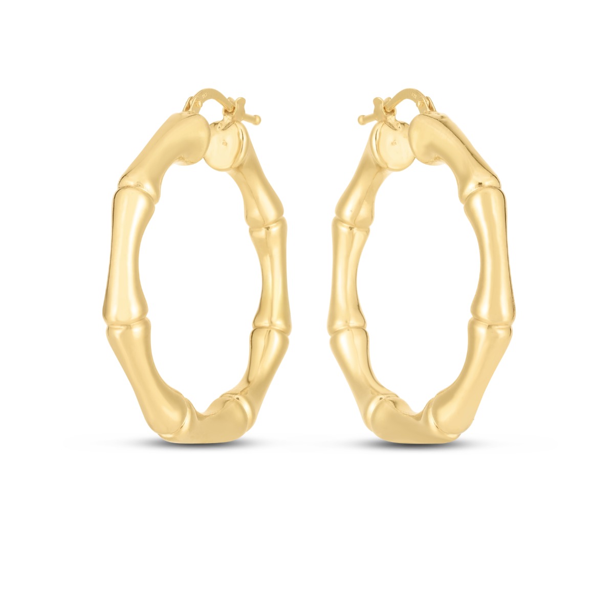 14K Large 38mm Bamboo Hoops