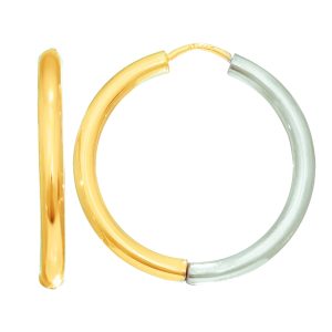 14K Gold Diamond Cut Hoop Earring