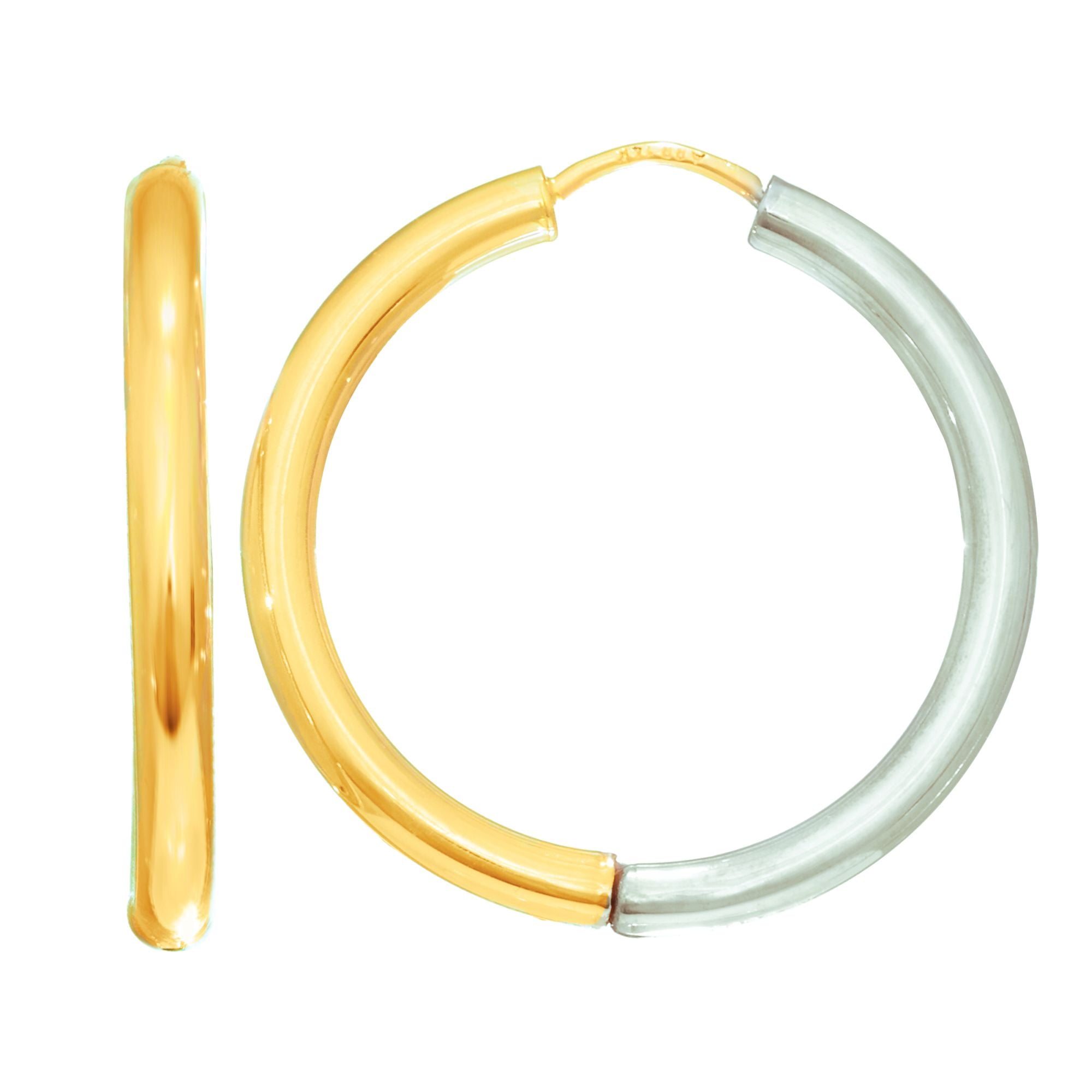 14K Gold Diamond Cut Hoop Earring