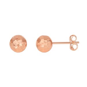 14K Gold 7mm Diamond Cut Post Earring