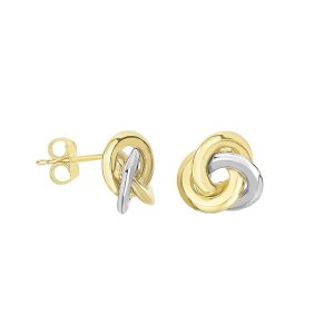 14K Two-tone Gold Polished Love Knot Stud Earring