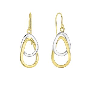14K Gold Interlocked Ovals Drop Earring