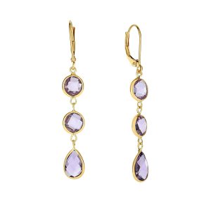 14K Gold Amethyst Drop Earrings