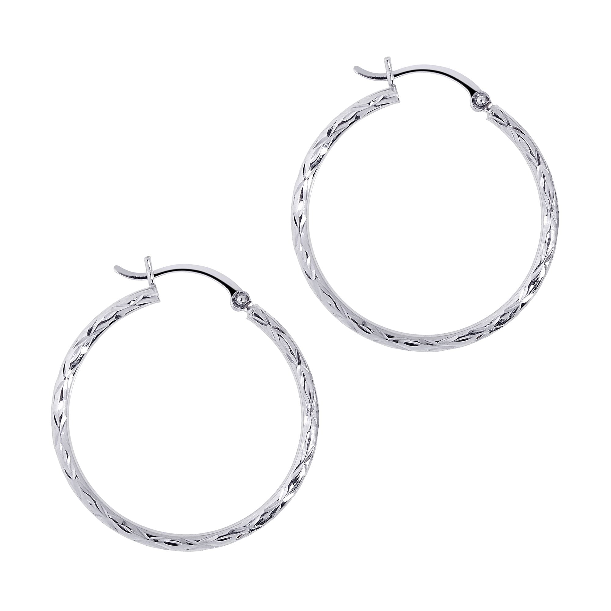 14K Gold 2mm Diamond Cut Hoop Earring