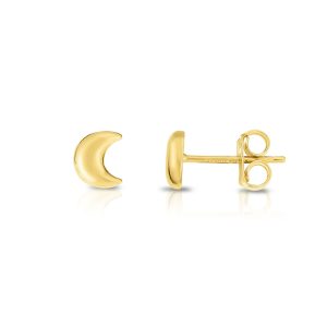 14K Gold Moon Stud Earring