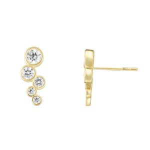 14K Gold Bezel Set CZ Ear Climber