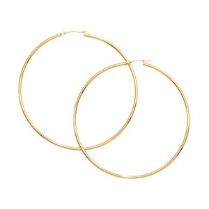 14K Gold 2x70mm Polished Hoop Earring