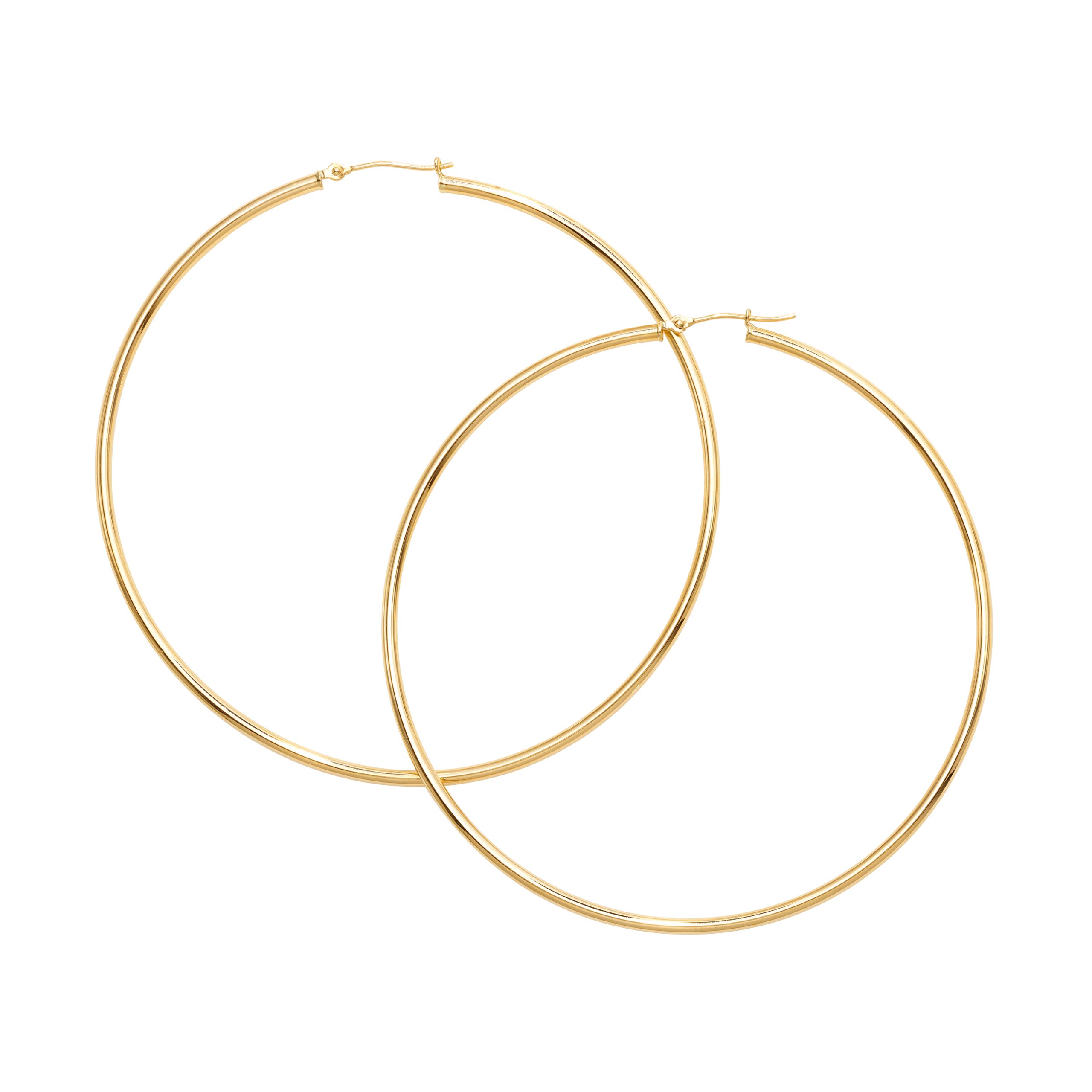 14K Gold 2x70mm Polished Hoop Earring