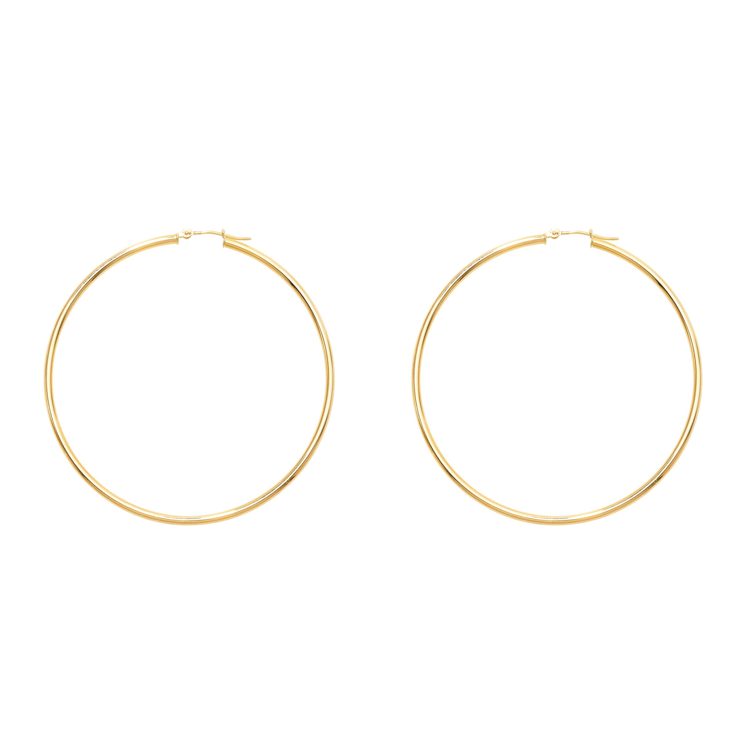14K Gold 2x60mm Polished Hoop Earring