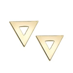 14K Gold Polished Open Triangle Stud Earring