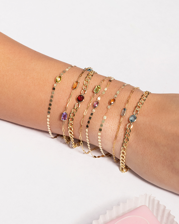 14K Peridot Curb Chain Bracelet