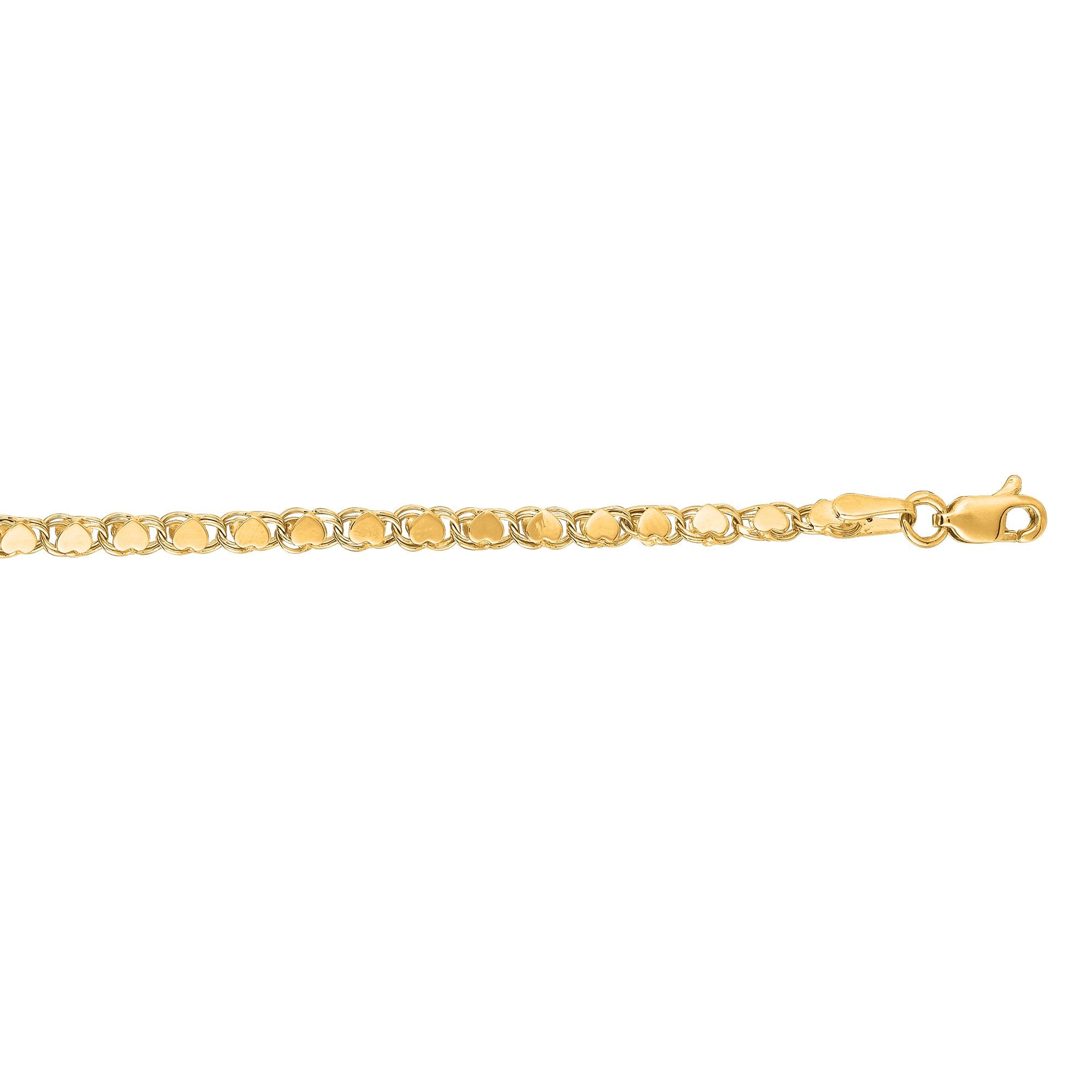14K Gold 3mm Heart Chain