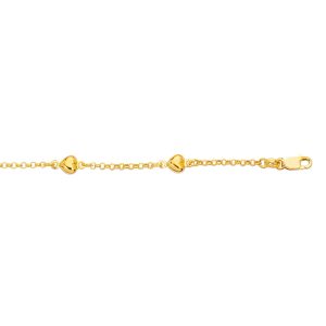 14K Gold Heart Station Bracelet