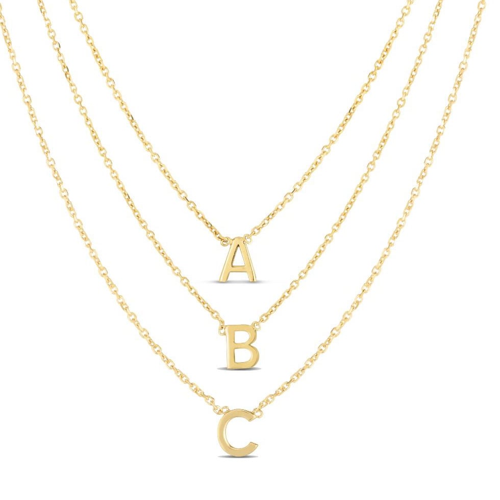14K Mini Initial U Necklace