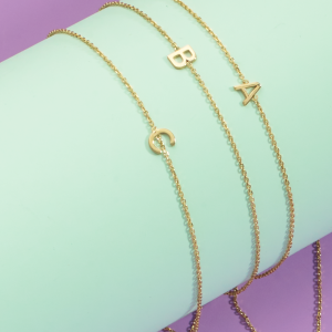 14K Mini Initial J Bracelet
