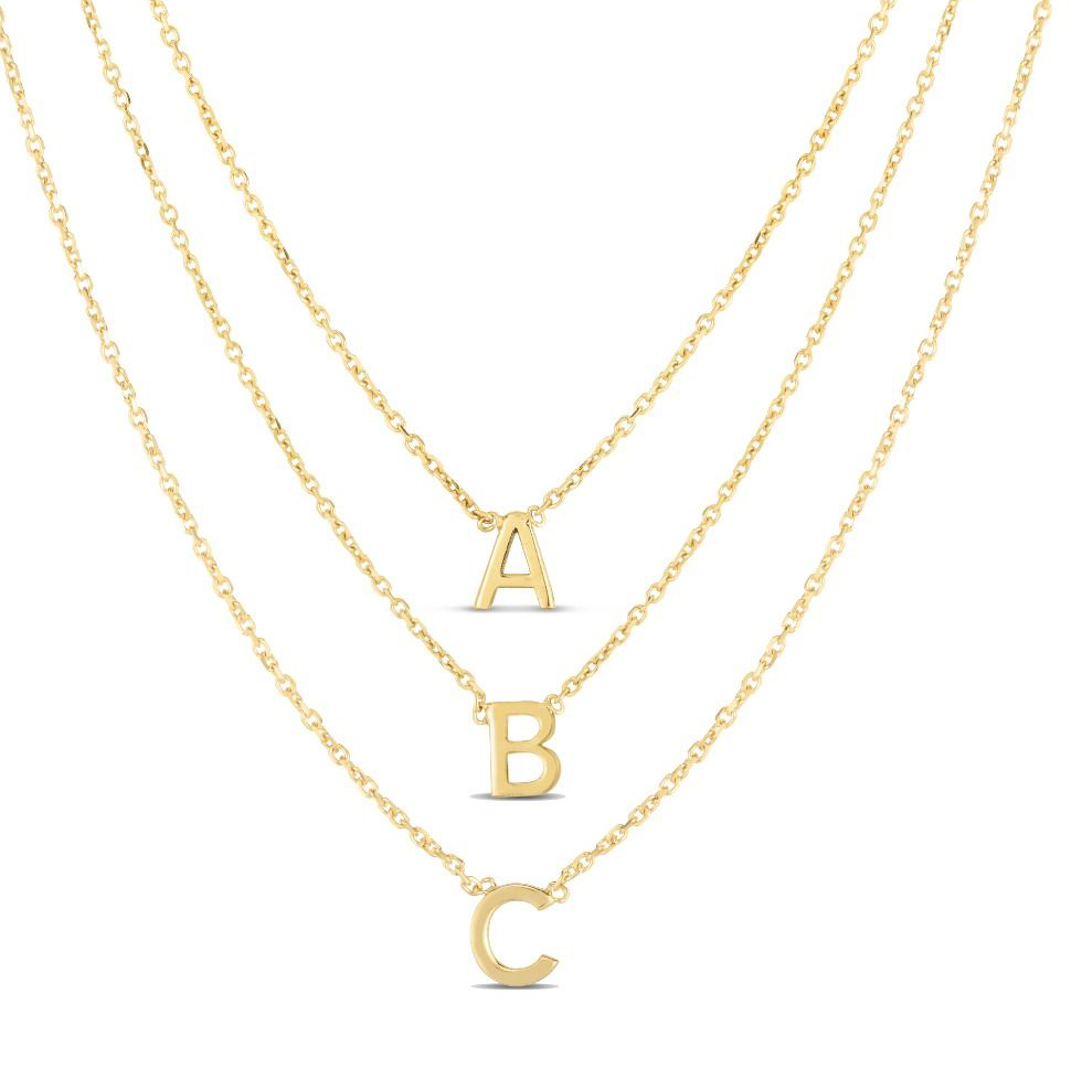 14K Mini Initial A Necklace