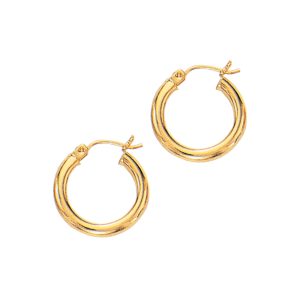 14K Gold 3x15mm Hoops