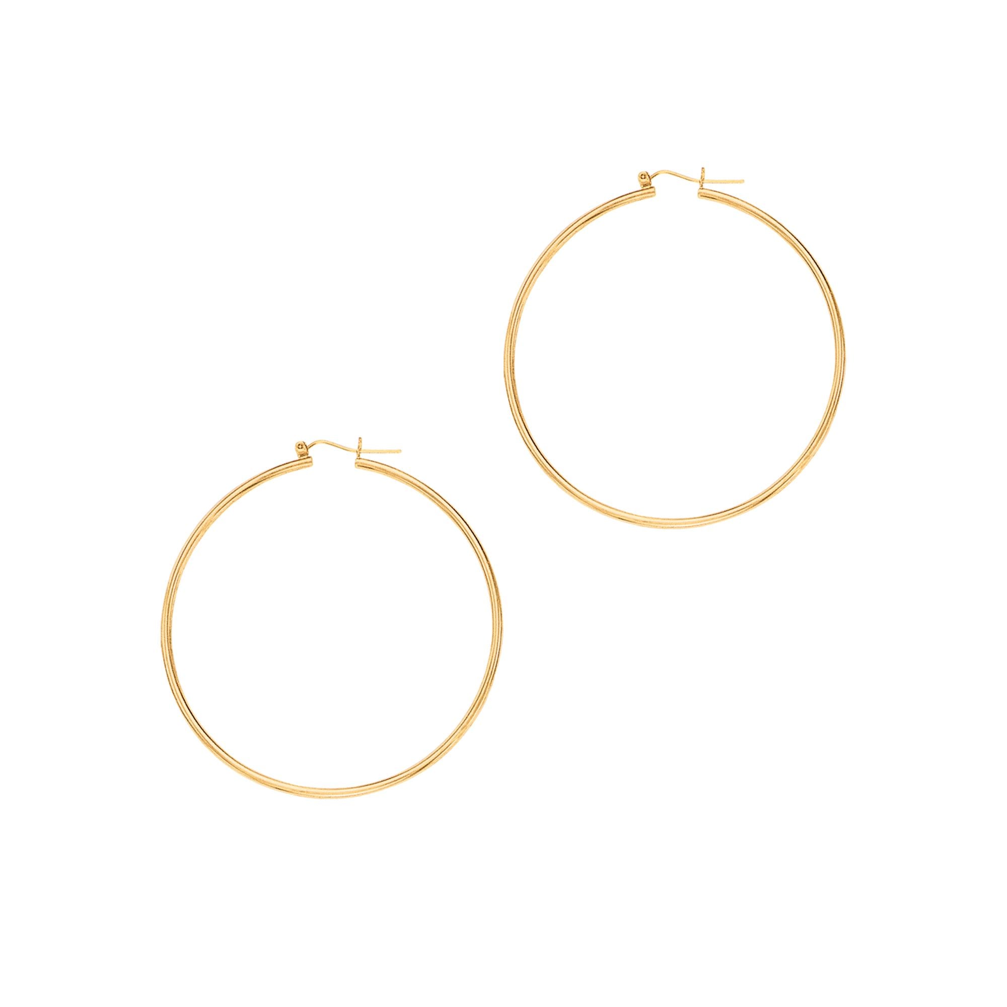 14K Gold 1.5x45mm Hoops