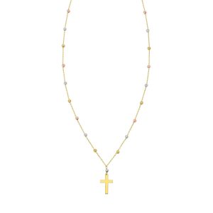 14K Beaded Cross Necklace