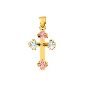 14K Tri-color Gold Cross