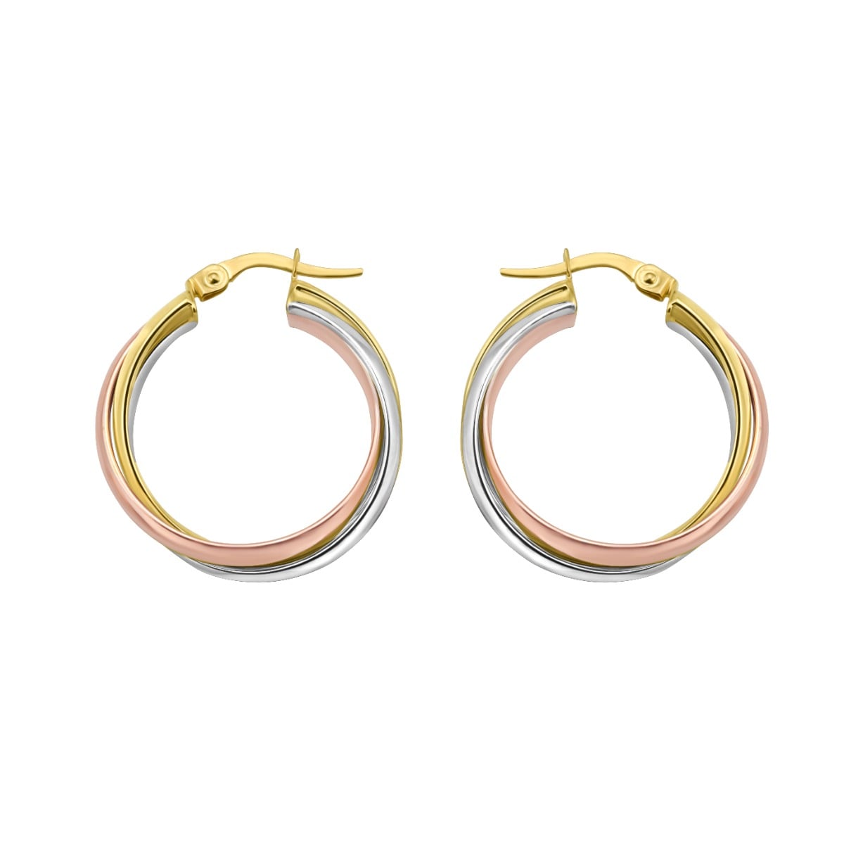 14K Trinity Woven Hoops