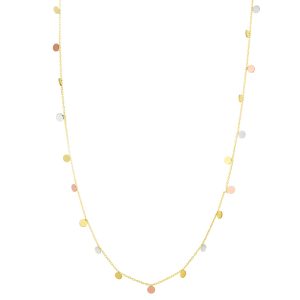 14K Tricolor Dangling Circles Necklace