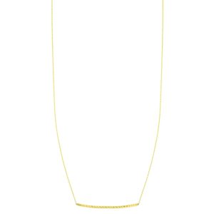 14K Gold Diamond Cut Thin Bar Necklace