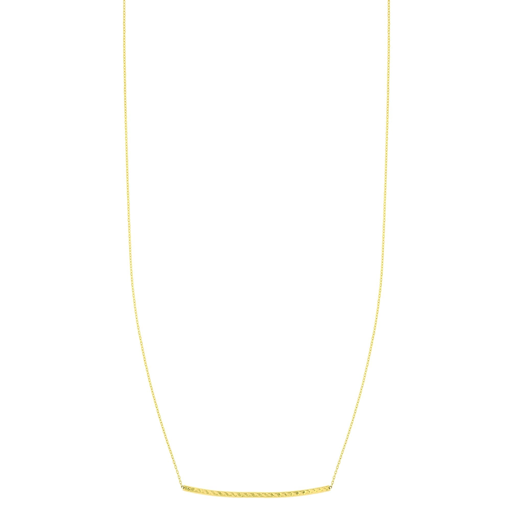 14K Gold Diamond Cut Thin Bar Necklace