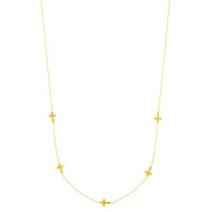 14K Gold Cross Station Necklace