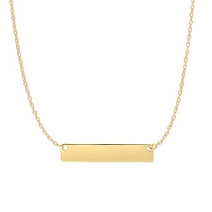 14K Gold Small Polished Bar Necklace