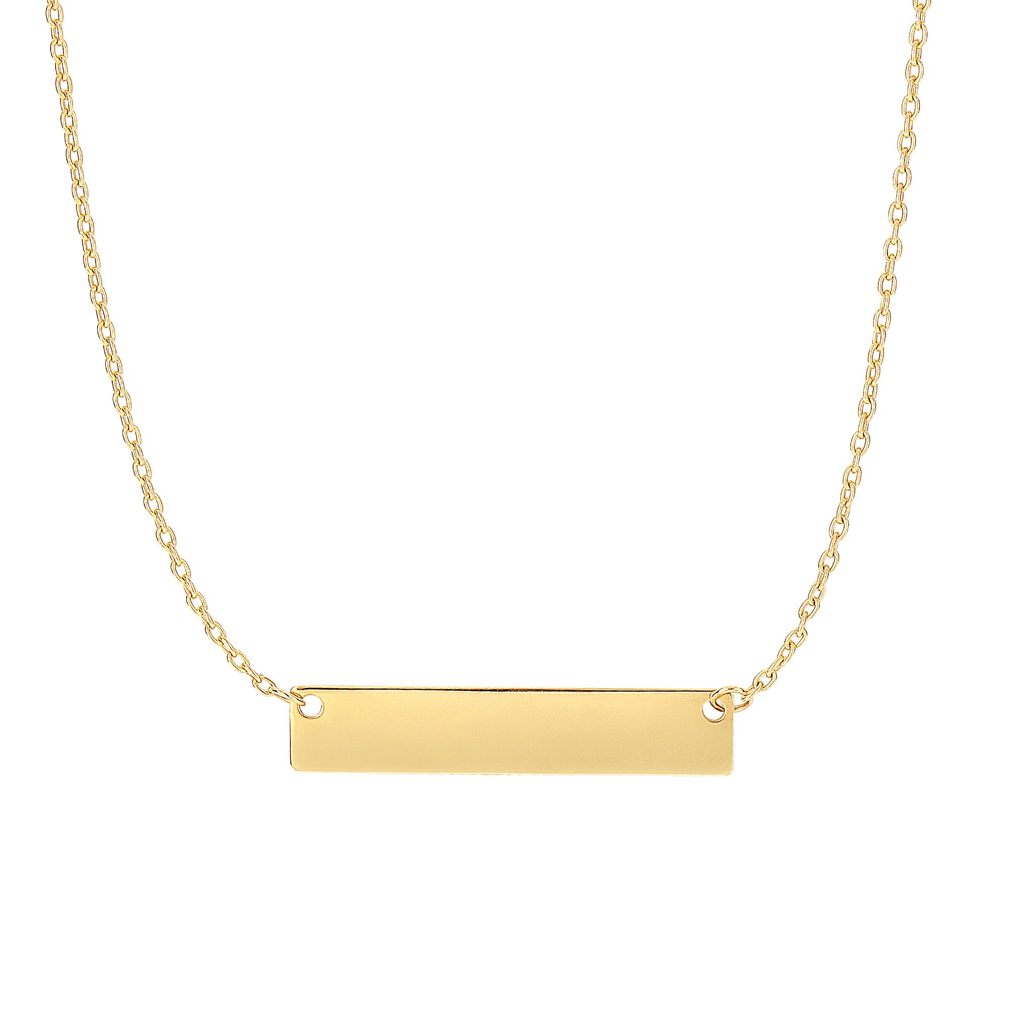 14K Gold Small Polished Bar Necklace