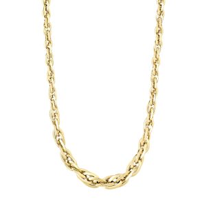 14K Gold Polished Graduated Double Oval Link Chain