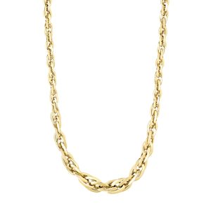 14K Gold Polished Graduated Double Oval Link Chain