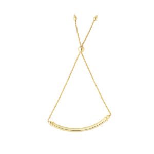 14K Gold Curved Bar Friendship Bracelet