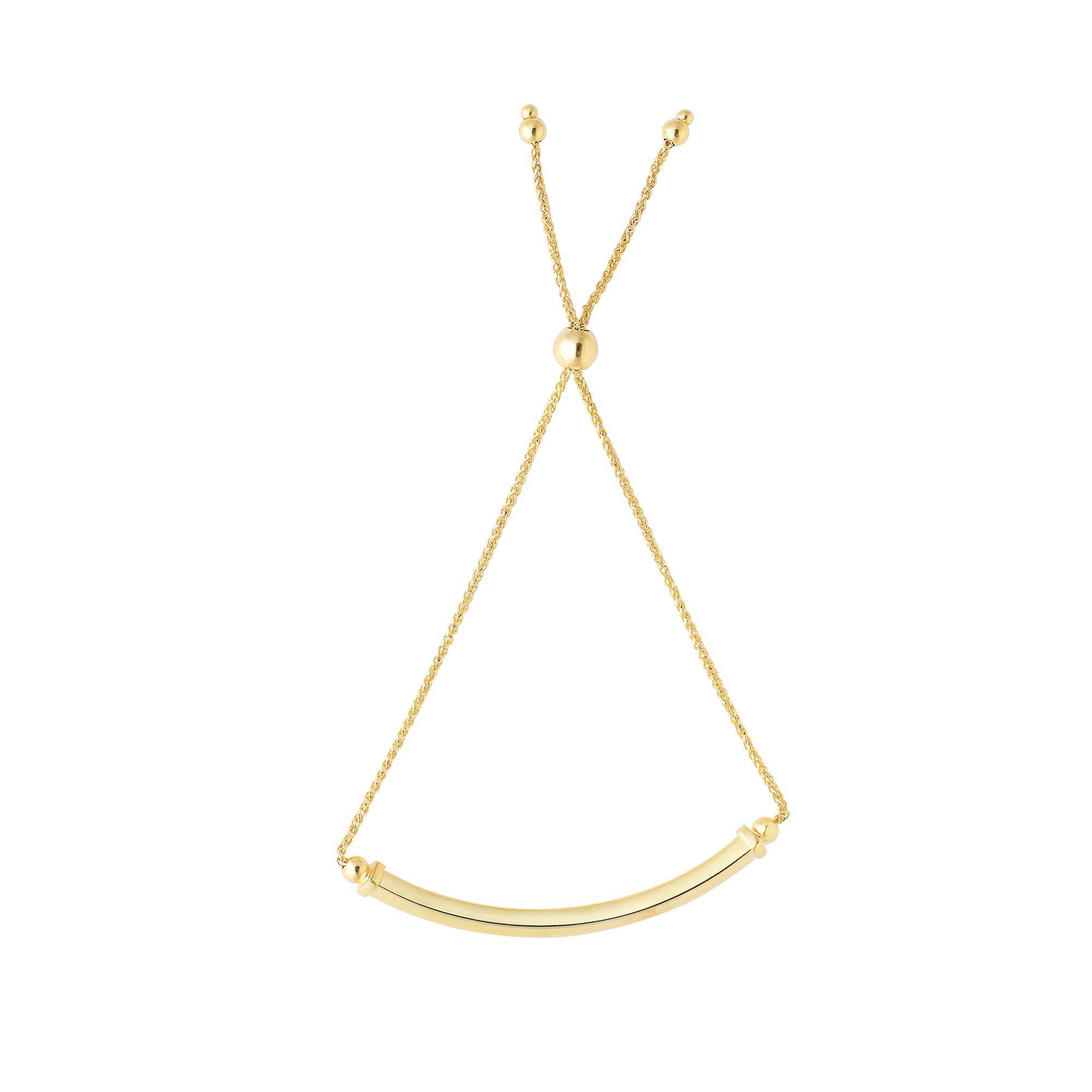 14K Gold Curved Bar Friendship Bracelet